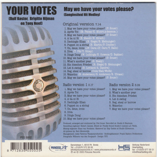 Your Votes : May We Have Your Votes Please? (Songfestival Hit Medley) (CD, Single)