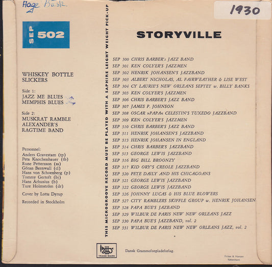 Whiskey Bottle Slickers : Memphis Blues (7", EP)