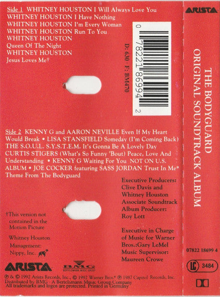 Various : The Bodyguard (Original Soundtrack Album) (Cass, Album)