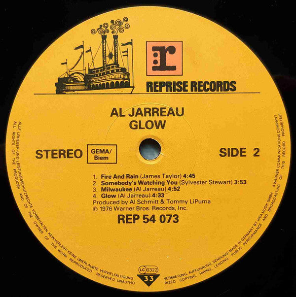 Al Jarreau : Glow (LP, Album, RE)