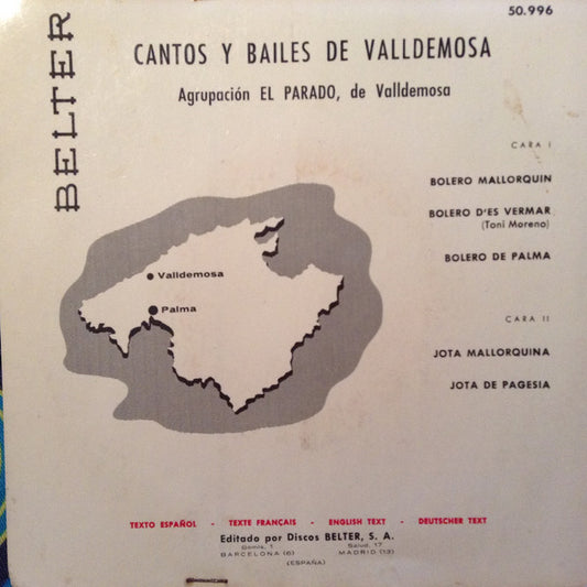 Parado de Valldemossa : Cantos Y Bailes De Valldemosa (7", EP)