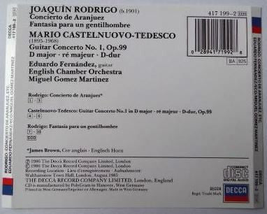 Joaquín Rodrigo / Mario Castelnuovo-Tedesco - Eduardo Fernández, English Chamber Orchestra, Miguel Angel Gomez-Martinez : Concierto de Aranjuez / Fantasia Para Un Gentilhombre / Guitar Concerto No. 1, Op.99 D Major (CD, Album)