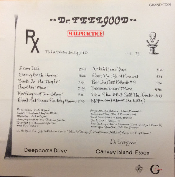 Dr. Feelgood : Malpractice (CD, Album, RE)