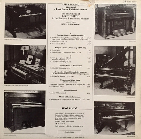 Franz Liszt, Jenö Jandó : The Instruments Of Liszt Ferenc In The Budapest Liszt Ferenc Museum (LP)