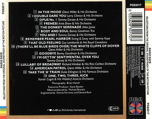 Various : Radio Days – Selections From The Original Soundtrack Of The Motion Picture (CD, Comp, RE)