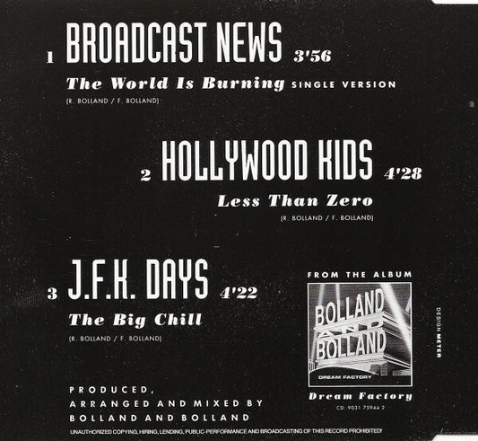 Bolland & Bolland : Broadcast News – The World Is Burning (CD, Single)