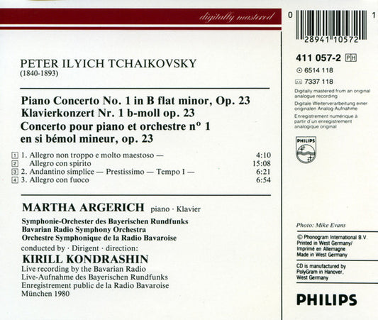 Martha Argerich - Kiril Kondrashin : Tchaikovsky - Piano Concerto No. 1 (CD)