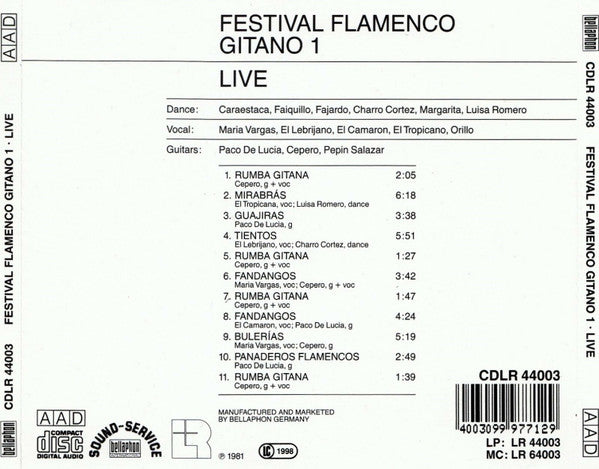 Paco De Lucía, Paco Cepero, Pepin Salazar, El Camarón De La Isla, El Tropicano, Orillo De Siglana, María Vargas : Festival Flamenco Gitano 1 Live (CD, Comp)