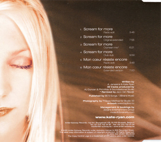 Kate Ryan : Scream For More / Mon Cœur Résiste Encore (CD, Maxi, Copy Prot.)
