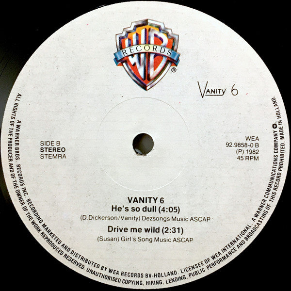 Vanity 6 : Nasty Girl / He's So Dull / Drive Me Wild (12", Maxi)