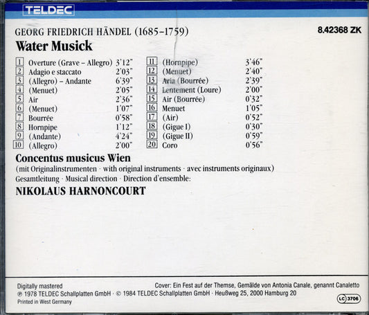 Georg Friedrich Händel – Concentus Musicus Wien, Nikolaus Harnoncourt : Water Musick (CD, Album)
