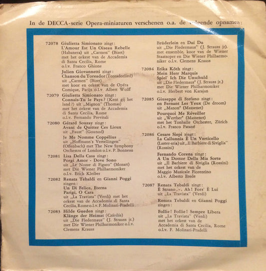 Giuseppe di Stefano met het Tonhalle-Orchester Zürich o.l.v. Franco Patane : La Fleur Que Tu M'avais Jetée / Salut! Demeure Chaste Et Pure (7", Mono)