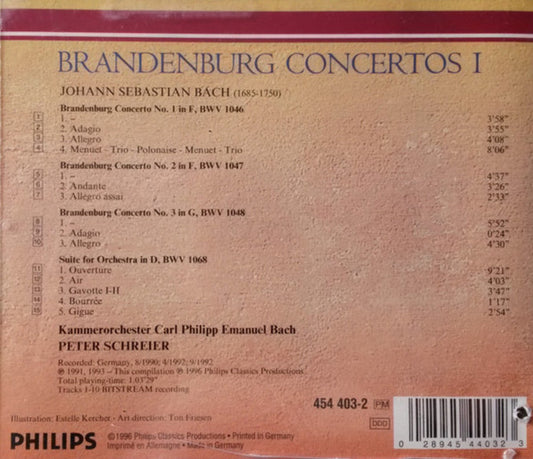 Johann Sebastian Bach, Kammerorchester Carl Philipp Emanuel Bach, Peter Schreier : Brandenburg Concertos 1-3 (CD, Comp)