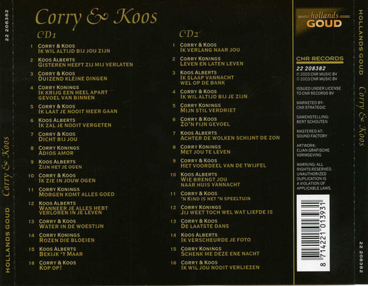 Corry Konings & Koos Alberts : Hollands Goud (2xCD, Comp)