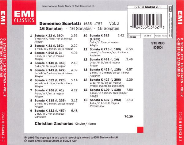 Christian Zacharias - Domenico Scarlatti : 16 Sonaten Vol. 2 (CD, Album)