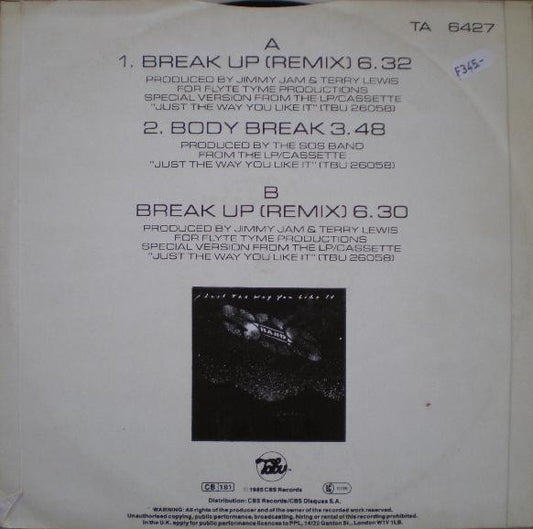 The S.O.S. Band : Break Up (Remix) (12", Single)