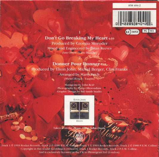 Elton John & RuPaul : Don't Go Breaking My Heart (CD, Single, Car)