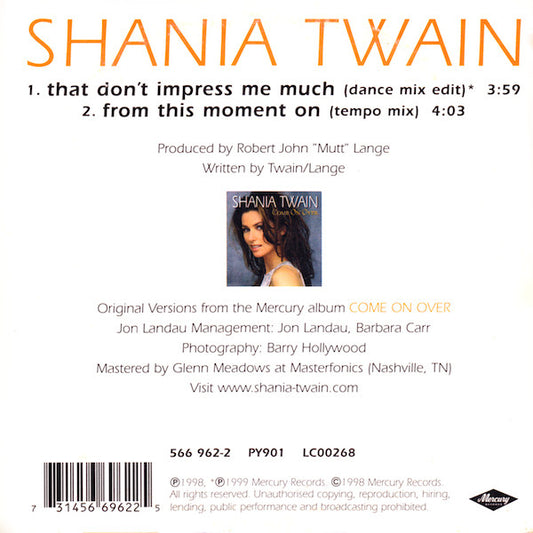 Shania Twain : That Don't Impress Me Much (CD, Single, Car)