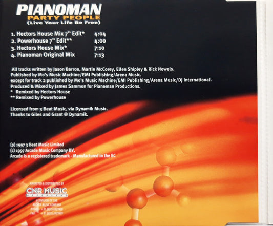 Pianoman : Party People (Live Your Life Be Free) (CD, Maxi)