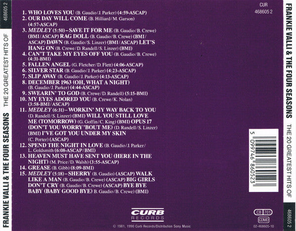 Frankie Valli And The Four Seasons : The 20 Greatest Hits Of Frankie Valli & The Four Seasons Live (CD, Comp, RE)