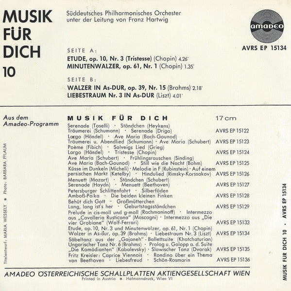 Süddeutsche Philharmonie, Franz Hartwig : Musik Für Dich 10 (Cyclamen) (7", EP)