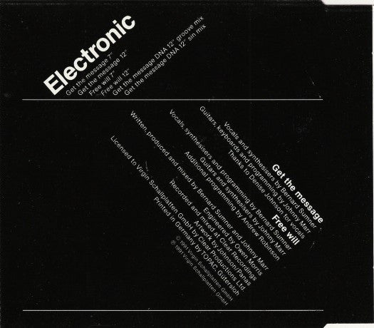Electronic : Get The Message (CD, Single)