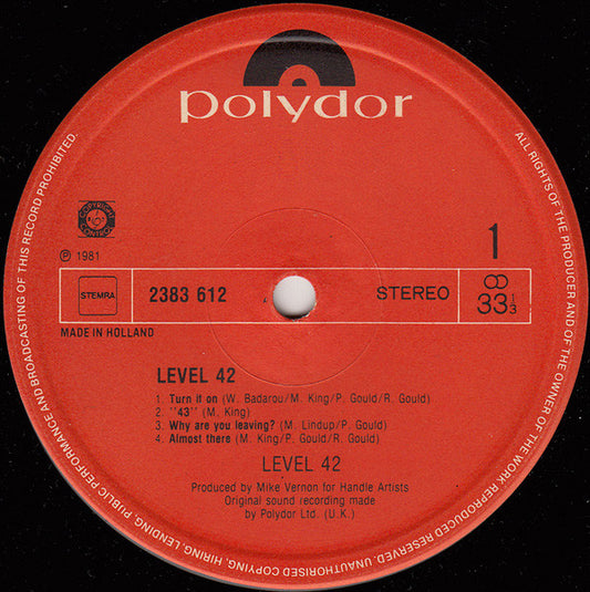 Level 42 : Level 42 (LP, Album)
