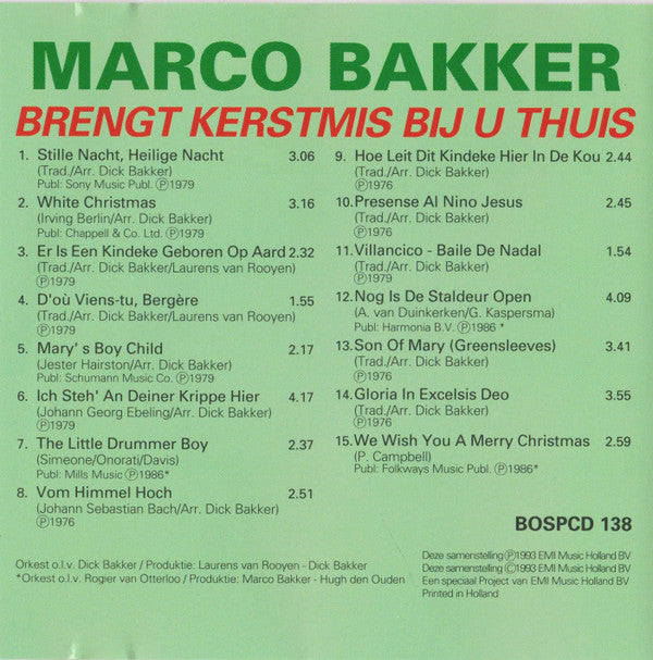Marco Bakker : Brengt Kerstmis Bij U Thuis (CD, Comp)