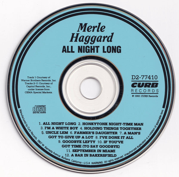 Merle Haggard : All Night Long (CD, Album)