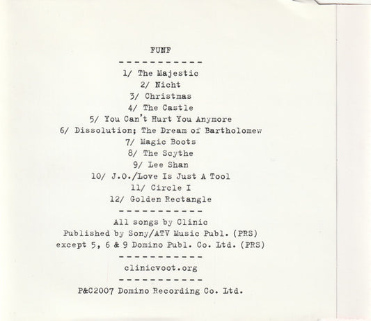 Clinic : Funf (CD, Album, Comp, Promo)