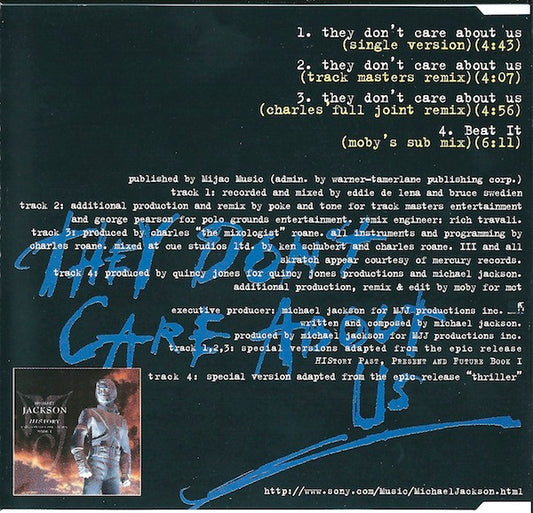 Michael Jackson : They Don't Care About Us (CD, Maxi)