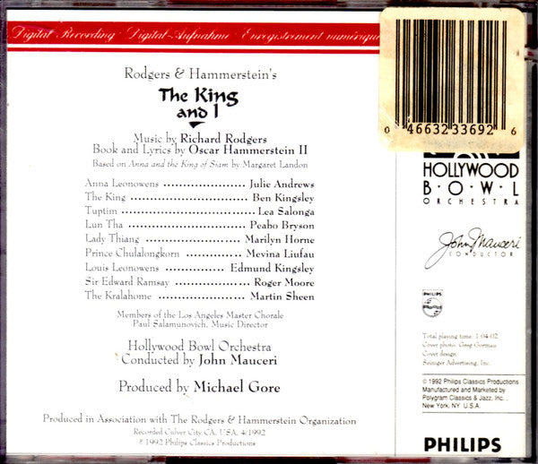 Julie Andrews, Ben Kingsley, Lea Salonga, Peabo Bryson And Marilyn Horne, Hollywood Bowl Orchestra, John Mauceri : Rodgers & Hammerstein's The King And I (CD, Album, Club)