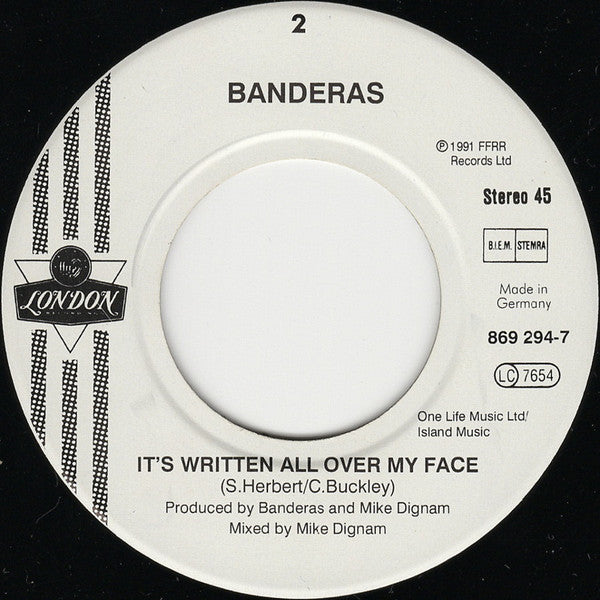 Banderas : This Is Your Life / It's Written All Over My Face (7", Single)