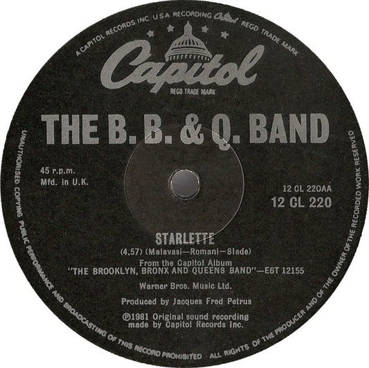 The Brooklyn, Bronx & Queens Band : I'll Cut You Loose / Starlette (12")