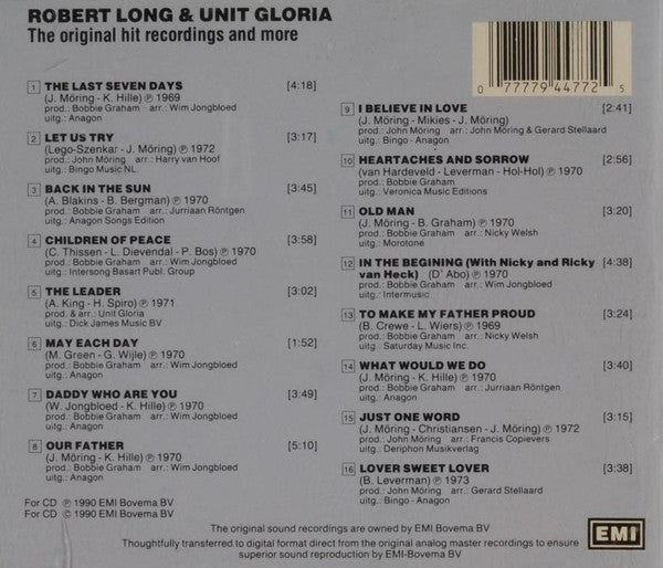 Robert Long & Unit Gloria : The Original Hit Recordings And More (CD, Comp)
