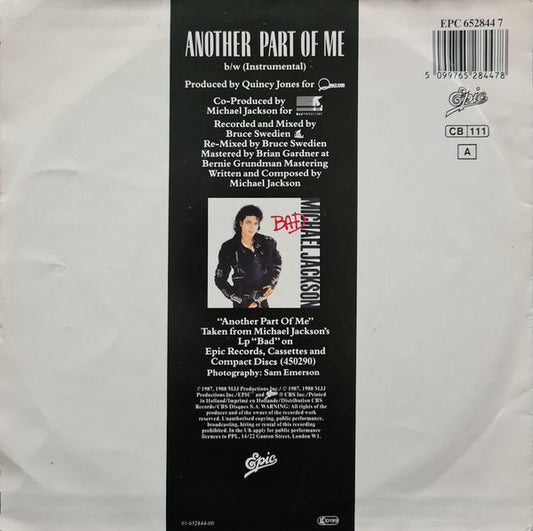 Michael Jackson : Another Part Of Me (7", Single)