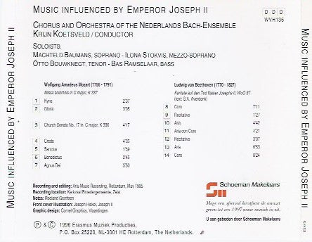 Nederlands Bach Ensemble, Krijn Koetsveld : Music Influenced By Emperor Joseph II (CD, Album)