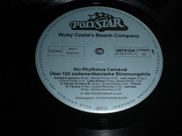 Ricky Costa's Beach Company : Rio Rhythmus Carneval (2xLP, Gat)