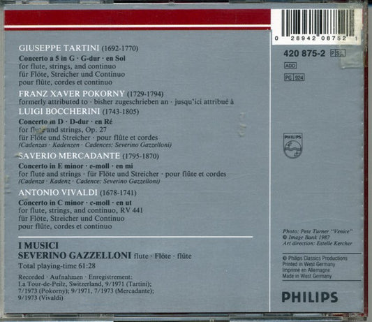 I Musici, Severino Gazzelloni - Antonio Vivaldi • Giuseppe Tartini • Giuseppe Saverio Mercadante • Luigi Boccherini : Flute Concertos = Flötenkonzerte (CD, Comp, RM)