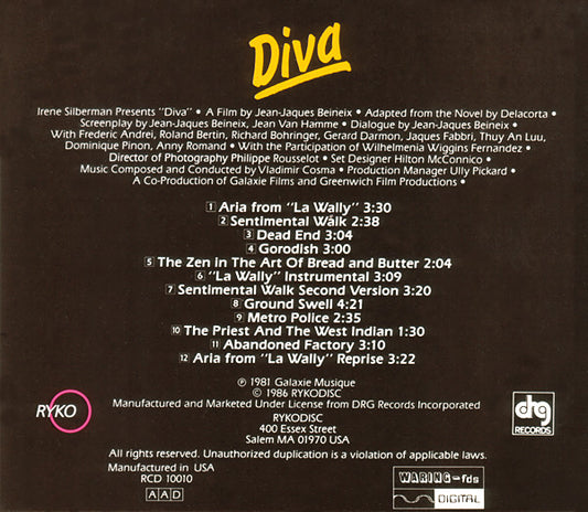 Vladimir Cosma : Diva (Original Soundtrack Recording) (CD, Album)