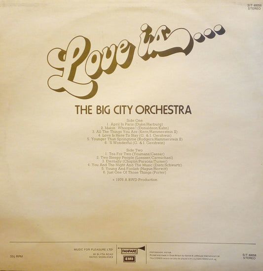 The Big City Orchestra (2) : Love Is... (LP, Album)