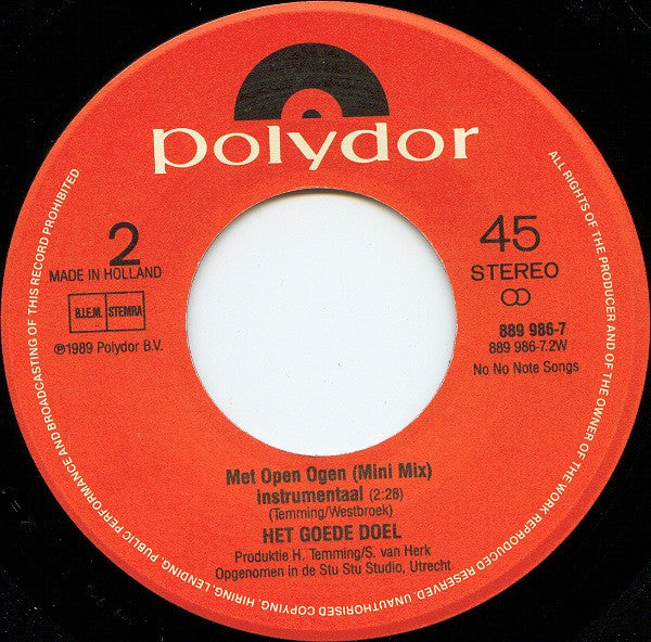 Het Goede Doel : Met Open Ogen (Mini Mix) (7", Single)
