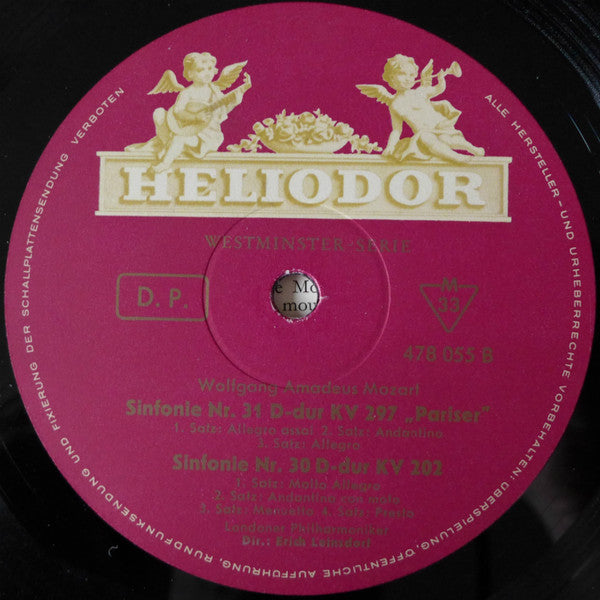 Wolfgang Amadeus Mozart - Philharmonic Symphony Of London, Erich Leinsdorf : Pariser Sinfonie (LP)