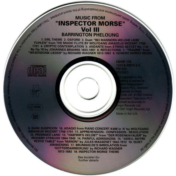 Barrington Pheloung Featuring Janis Kelly : Inspector Morse Volume 3 (CD)