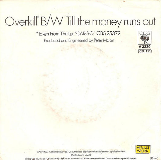Men At Work : Overkill (7", Single)