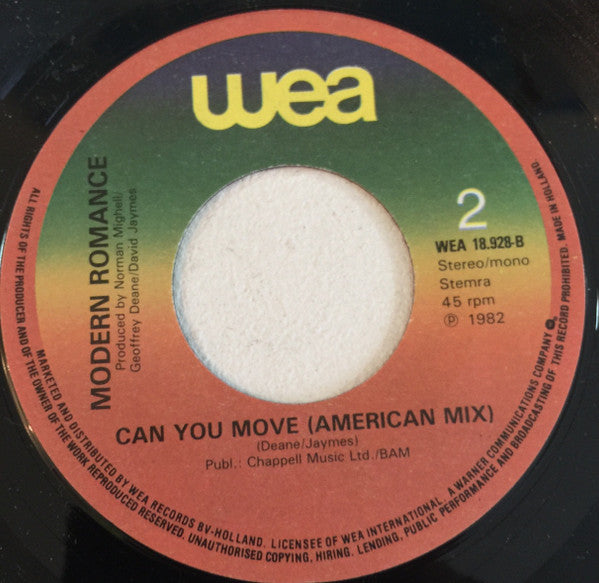 Modern Romance : Queen Of The Rapping Scene (Nothing Ever Goes The Way You Plan) / Can You Move (American Mix) (7", Single)