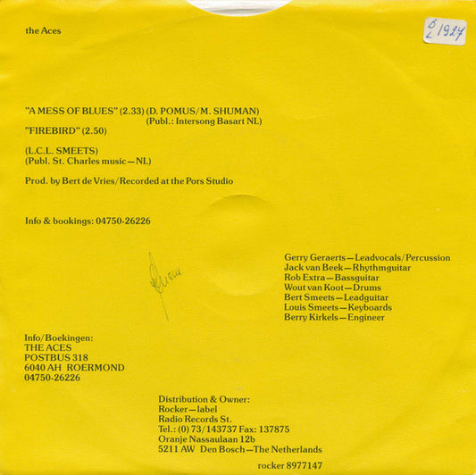 The Aces (7) : A Mess Of Blues / Firebird (7", Single)