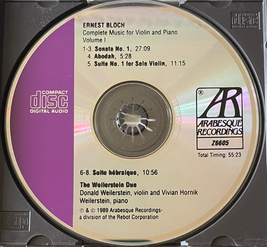 Ernest Bloch - The Weilerstein Duo : Complete Music For Violin And Piano (Volume I) (CD, Album)