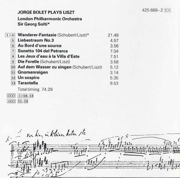 Franz Liszt, Jorge Bolet : Jorge Bolet Plays Liszt (CD, Comp, RM)