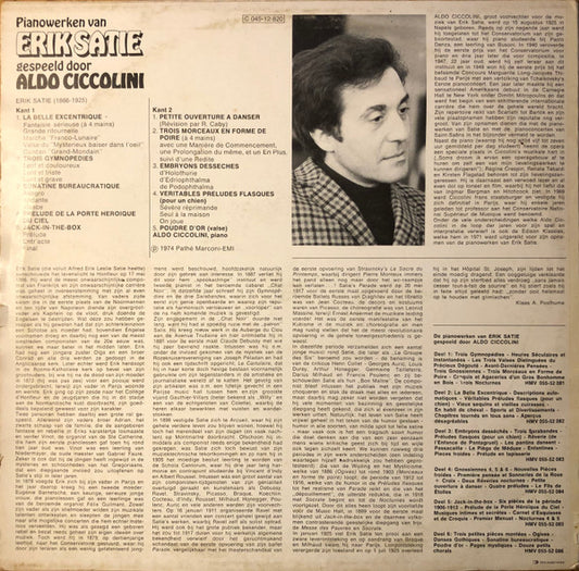 Erik Satie - Aldo Ciccolini : Pianowerken Van Erik Satie Gespeeld Door Aldo Ciccolini (LP, Album)